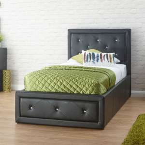 Honiton Faux Leather Single Bed In Black