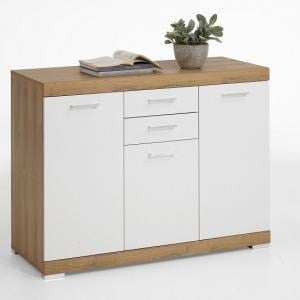 Holte Wooden Sideboard Small In Antique Oak And Glossy White