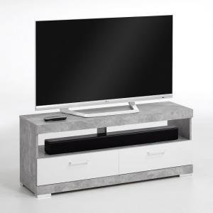 Holte TV Stand In Light Atelier And White Gloss With 2 Drawers