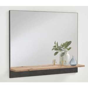 Holte Wall Mirror In Matera And Artisan Oak Shelf