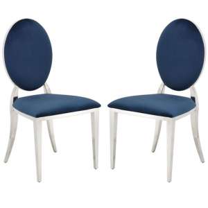 Holyoke Blue Velvet Dining Chairs In Pair