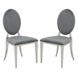 Holyoke Dark Grey Velvet Dining Chairs In Pair