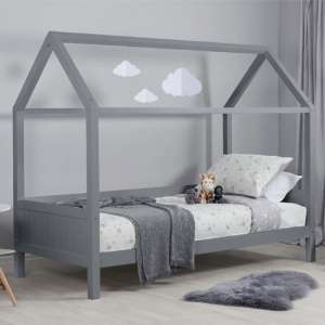 Home Wooden Single Bed In Grey