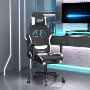 Homer Fabric Swivel Gaming Chair In Black And White
