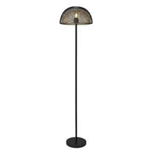 Honeycomb Floor Lamp In Black Outer With Gold Inner