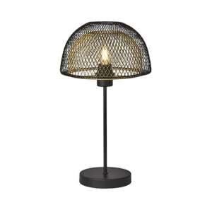 Honeycomb Table Lamp In Black Outer With Gold Inner