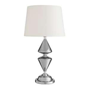 Honorus White Fabric Shade Table Lamp With Chrome Glass Base
