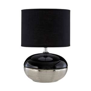 Hontic Black Fabric Shade Table Lamp With Two Tone Base