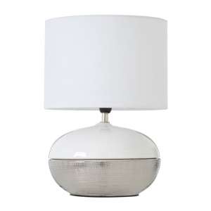 Hontic White Fabric Shade Table Lamp With Two Tone Base