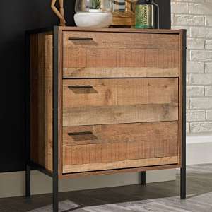 Hundon Chest Of Drawers In Distressed Oak With Three Doors