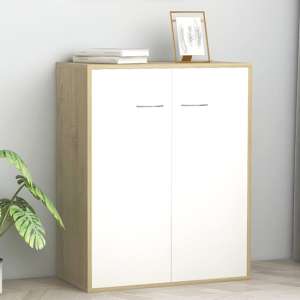 Hova Wooden Sideboard With 2 Doors In White And Sonoma Oak