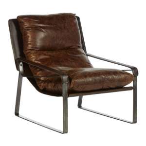 Hoxman Faux Leather Lounge Chaise Chair In Brown