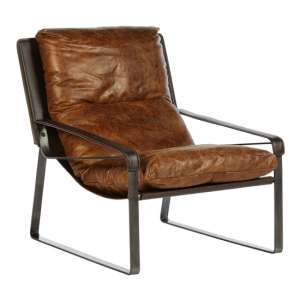 Hoxman Faux Leather Lounge Chaise Chair In Light Brown