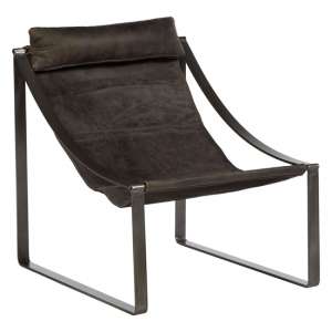 Hoxman Faux Leather Sling Design Accent Chair In Ebony