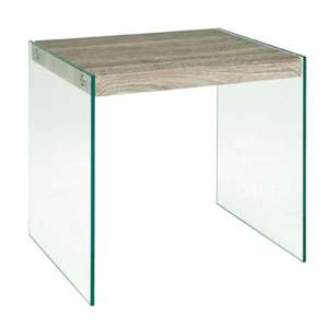 Huach Large Wooden Side Table In Truffle Oak With Glass Sides