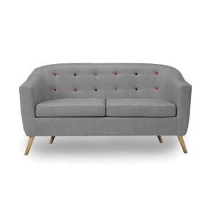 Harpole 2 Seater Fabric Sofa In Grey With Buttons