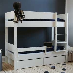 Huia Kids Wooden Bunk Bed With Underbed Drawers In White