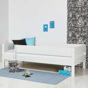 Huia Kids Wooden Day Bed With Saftey Rail In White