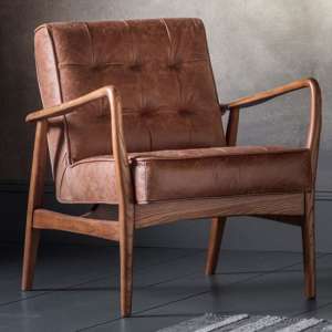 Humber Faux Leather Armchair In Vintage Brown
