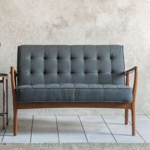 Humber Linen Upholstered 2 Seater Sofa In Dark Grey