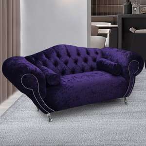 Huron Malta Plush Velour Fabric 2 Seater Sofa In Ameythst