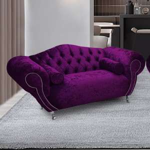 Huron Malta Plush Velour Fabric 2 Seater Sofa In Boysenberry