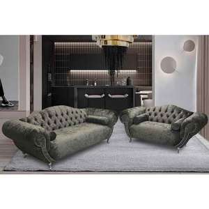 Huron Velour Fabric 2 Seater And 3 Seater Sofa In Putty