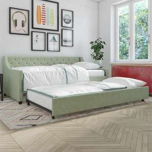 Hyeon Linen Fabric Daybed With Guest Bed In Light Green
