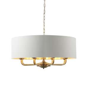 Hyesan White 8 Lights Ceiling Pendant Light In Antique Brass