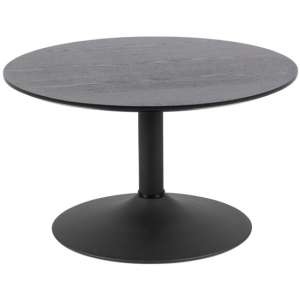 Ibika Round Wooden Coffee Table In Ash Black With Black Base