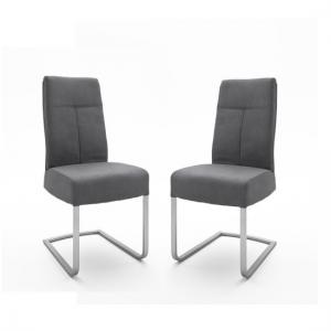 Ibsen Modern Dining Chair In Leather Look Anthracite In A Pair