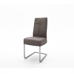 Ibsen Modern Dining Chair In Leather Look Brown