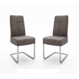 Ibsen Modern Dining Chair In Leather Look Brown In A Pair