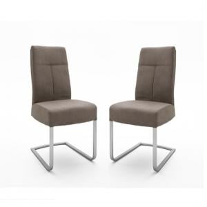 Ibsen Modern Dining Chair In Leather Look Sand In A Pair