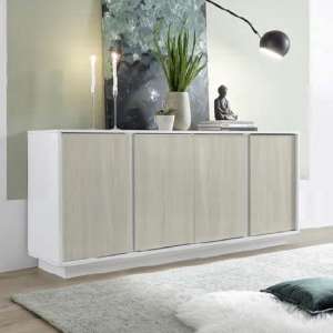 Iconic Sideboard In White High Gloss And Elm Oak With 4 Doors
