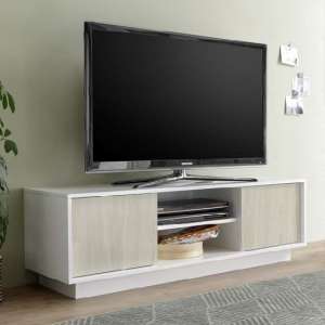 Iconic TV Stand In White High Gloss And Elm Oak With 2 Doors