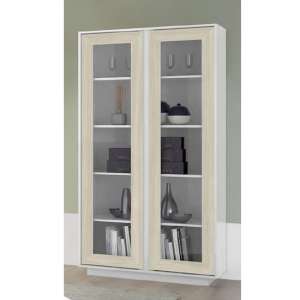 Iconic Wooden Display Cabinet In White High Gloss And Elm Oak