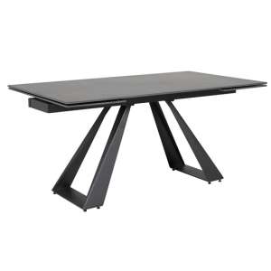 Iker Extending Wooden Dining Table In Grey With Black Legs