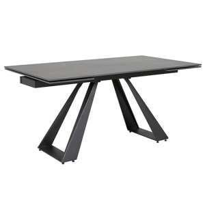 Iker Grey Stone Extending Dining Table With Black Metal Base