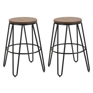 Ivybridge Black Metal Hairpin Leg Bar Stool With Seat In Pair