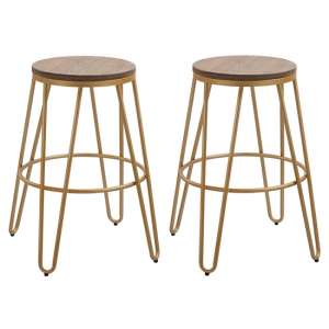 Ivybridge Gold Effect Hairpin Leg Bar Stool With Seat In Pair