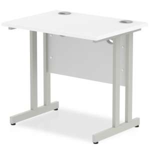 Impels 800mm Computer Desk In White And Silver Cantilever Leg