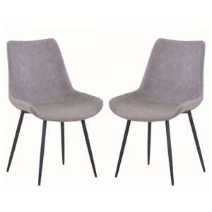 Imperia Light Grey Fabric Upholstered Dining Chairs In A Pair