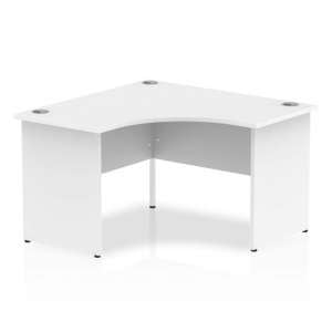 Impulse Corner Computer Desk In White With Panel End Leg