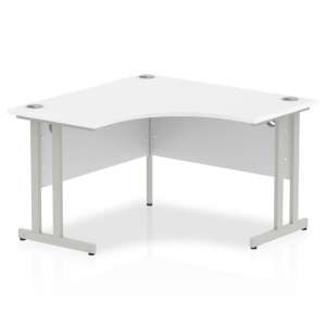 Impulse Corner Computer Desk In White And Silver Cantilever Leg