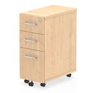 Impulse Narrow Wooden 3 Drawers Office Pedestal In Maple