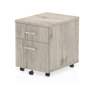 Impulse Wooden 2 Drawers Mobile Pedestal In Grey Oak