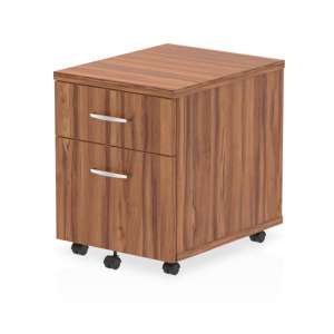 Impulse Wooden 2 Drawers Mobile Pedestal In Walnut