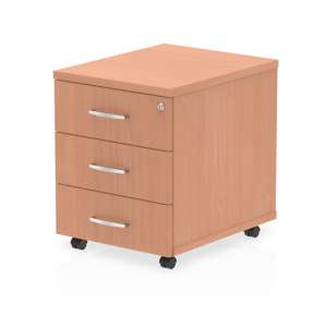 Impulse Wooden 3 Drawers Mobile Pedestal In Beech