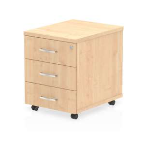 Impulse Wooden 3 Drawers Mobile Pedestal In Maple